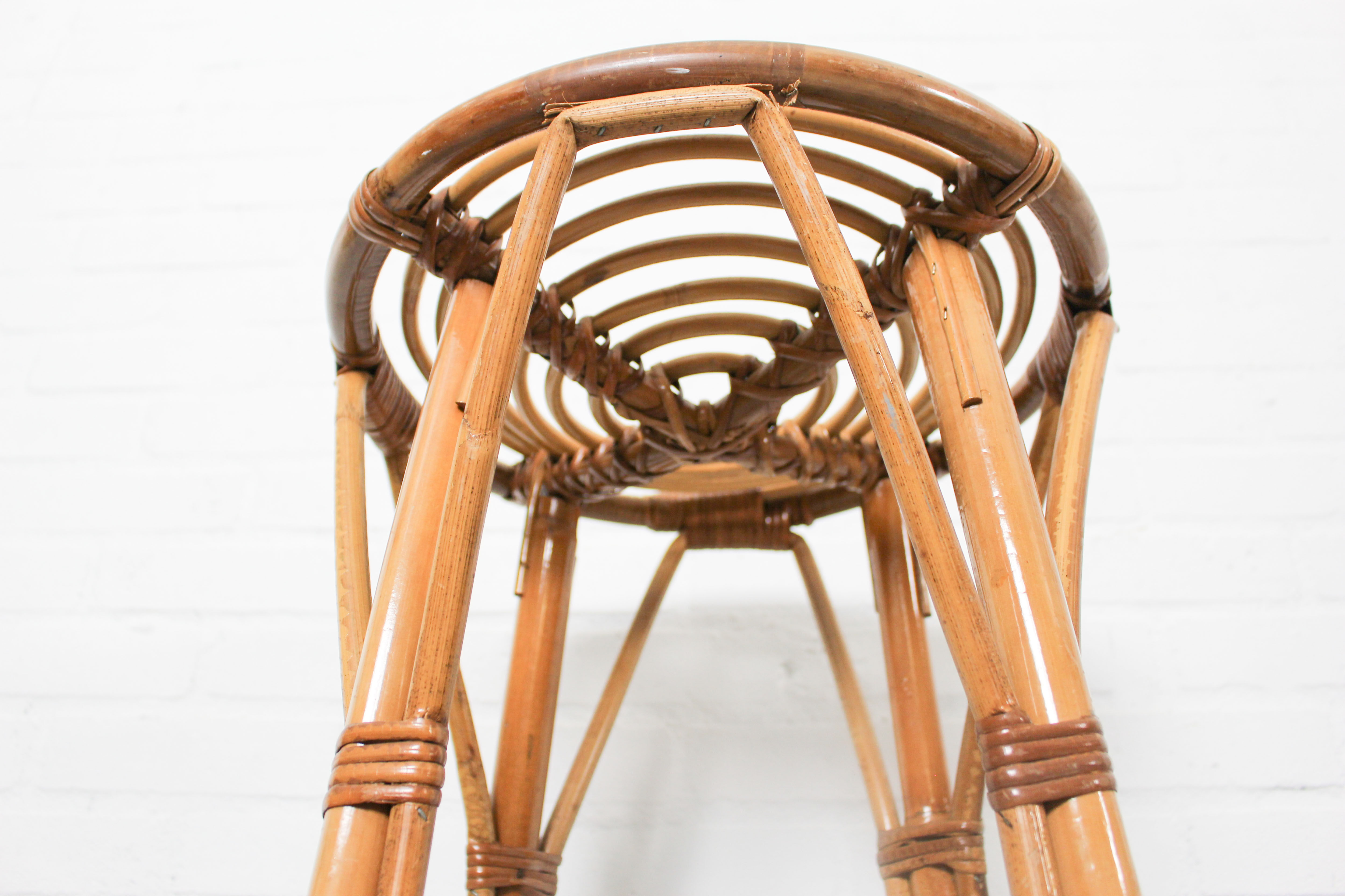 Set of 2 Vintage Bar Stool in Rattan and Bamboo, 1960s