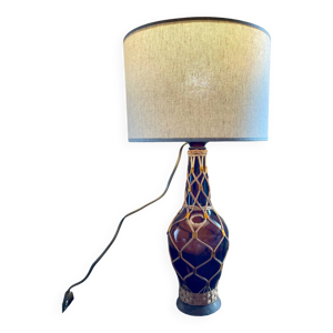 lampe verre rotin vintage