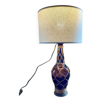 Vintage rattan glass lamp