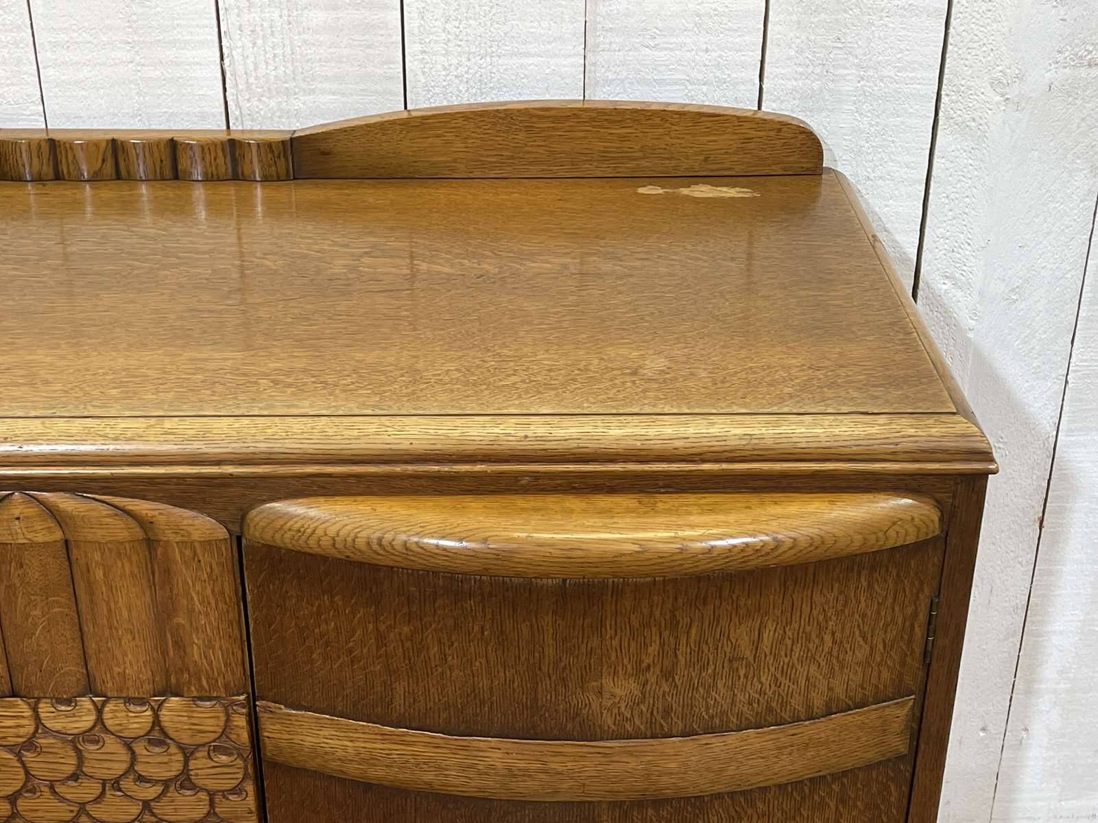1950s English Art Deco oak sideboard