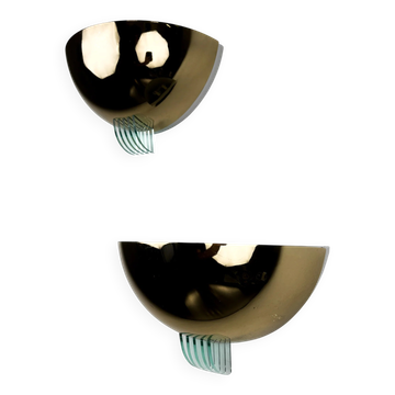 Pair of modernist design half moon wall lamps by GS Germany, 1980s