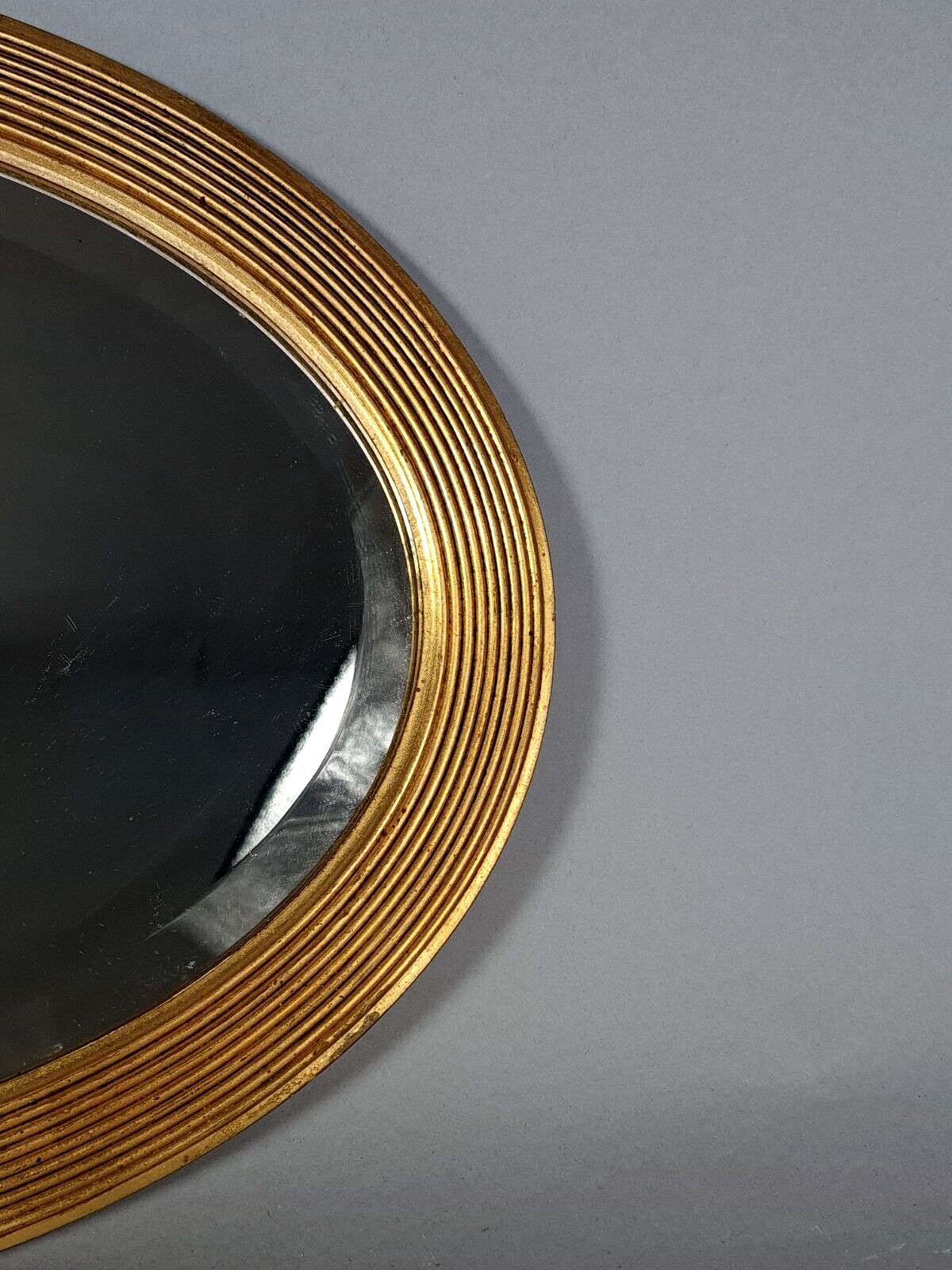 Old beveled oval mirror frame wood stucco gilding gold leaf 52x37 cm SB156