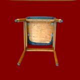 Pair of Scandinavian chairs in wood and black skai