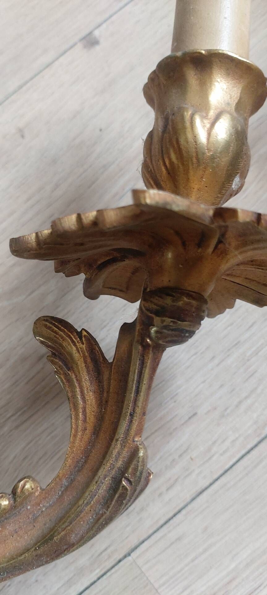 Pair of original antique bronze wall sconces.