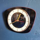 Vintage formica silent trapezoid wall clock "Flash black transistor"