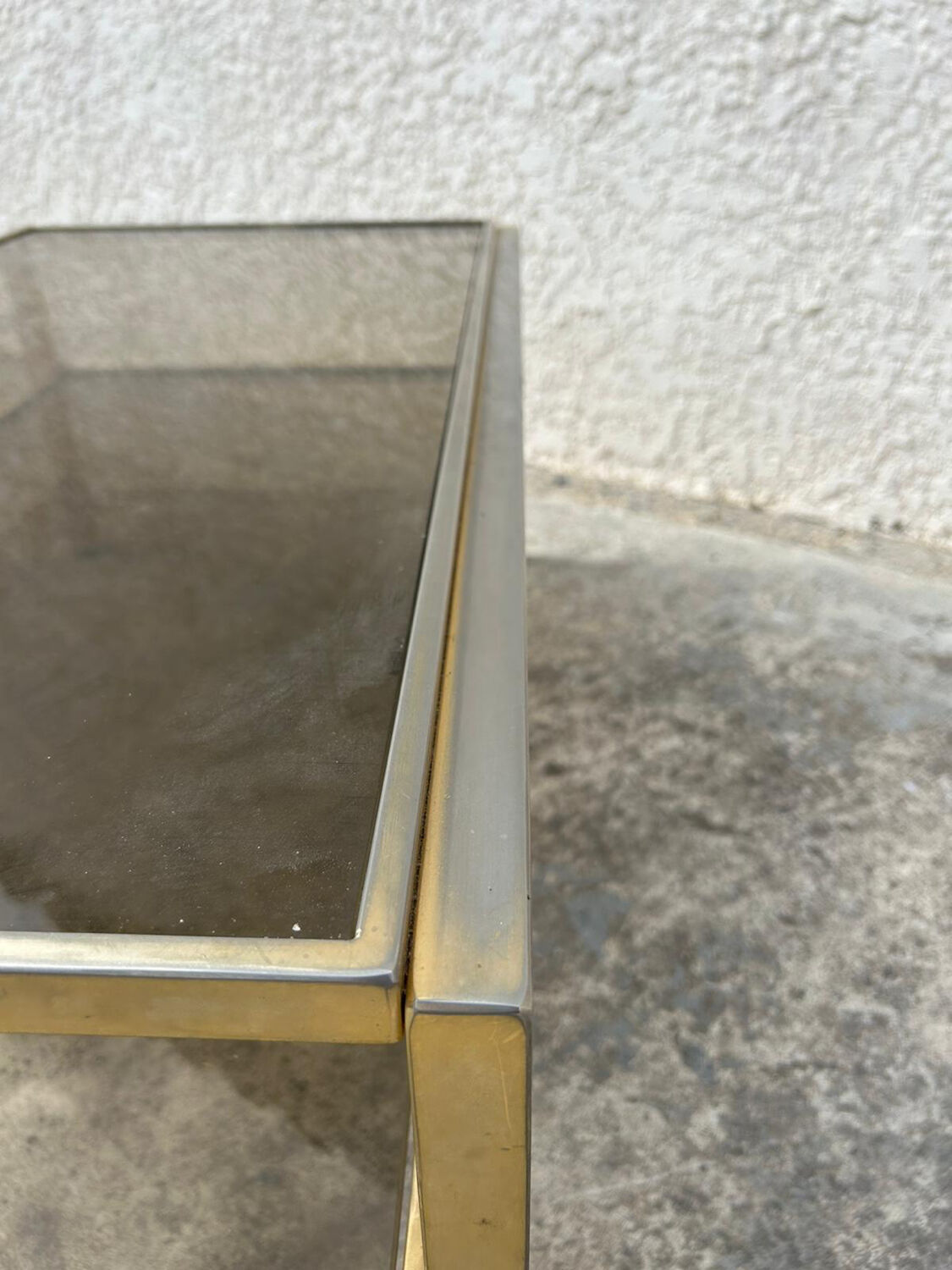 Iron coffee table with glass top