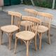 4 stripped bistro chairs in bent wood signed Fischel 1920