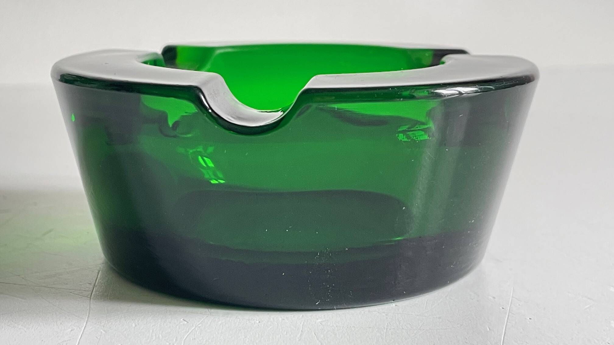 ASH TRAY Green Glass Vintage