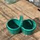 Green slurry pepper shaker, vintage ceramics