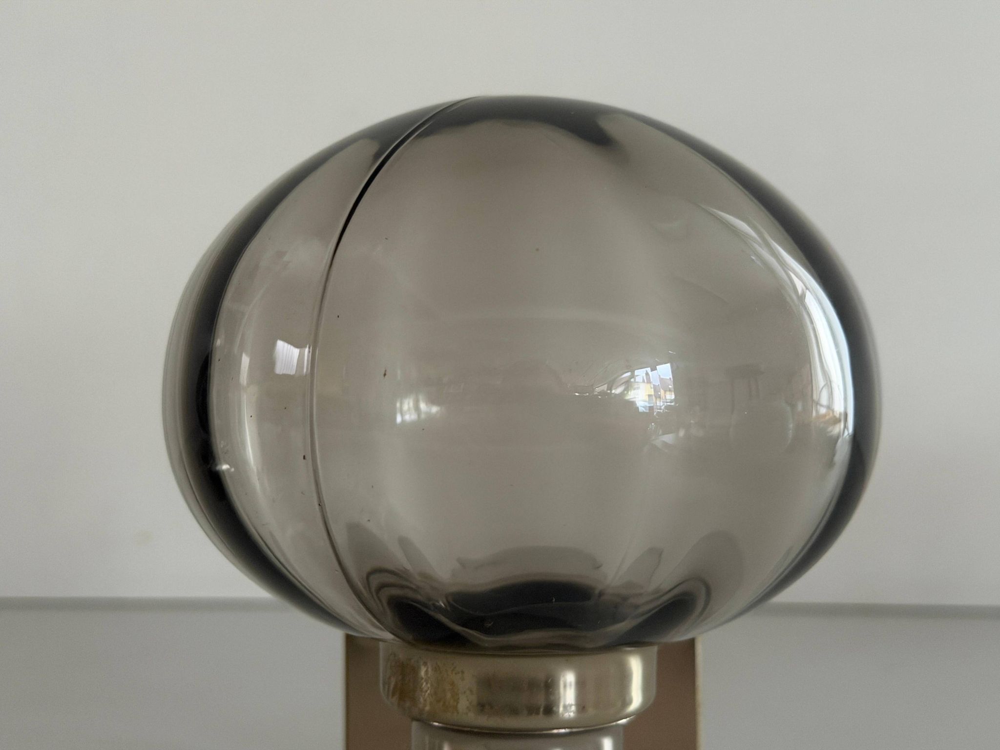 Set of 3 grey glass and chrome wall lights from the mid-century by N Leuchten, 1960s, Germany.