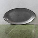 Oval vintage pewter tray by Just Andersen - silver-gray metal, Art Deco Denmark 1930s