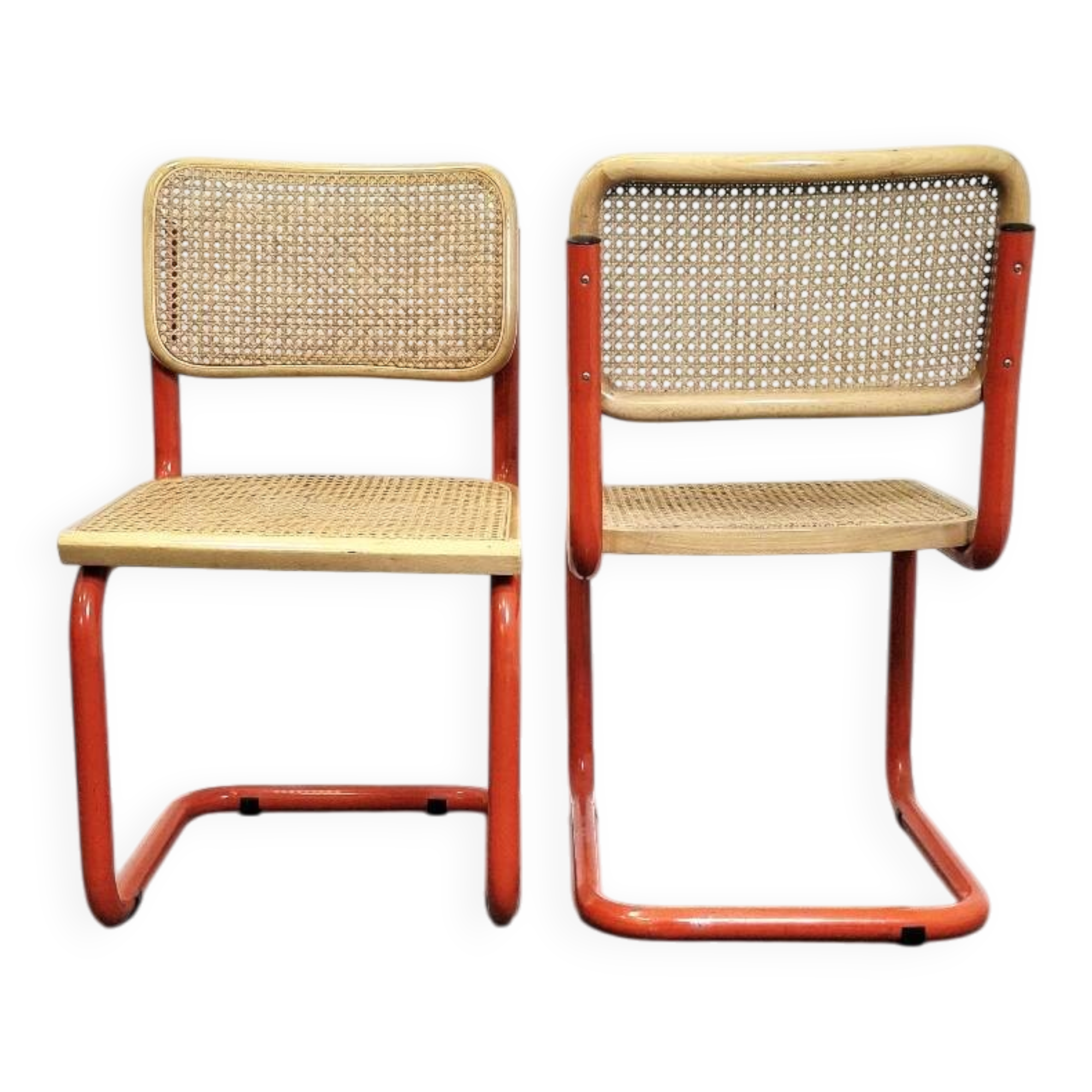 Chaise cantilever tubulaire rouge des années 80