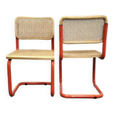 Chaise cantilever tubulaire rouge des années 80