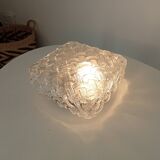 Scandinavian ceiling/wall light in structured glass from the 70s