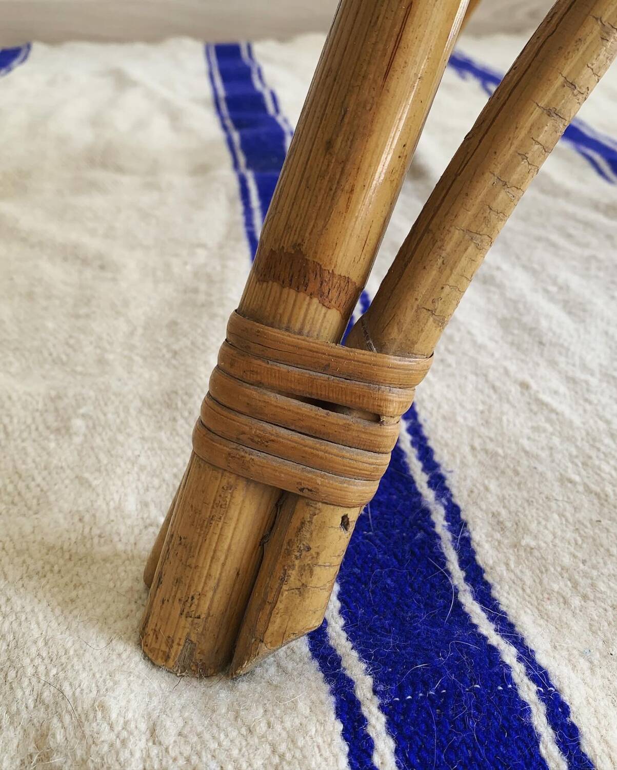 Vintage rattan and bamboo coffee table