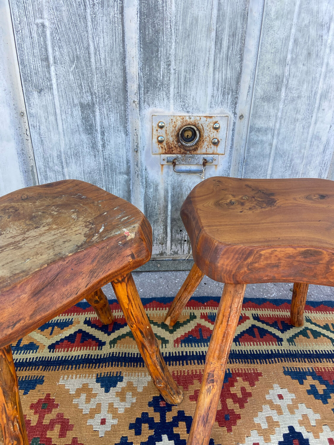 Pair of brutalist stools