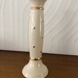 Candle holder in cream and gold porcelain