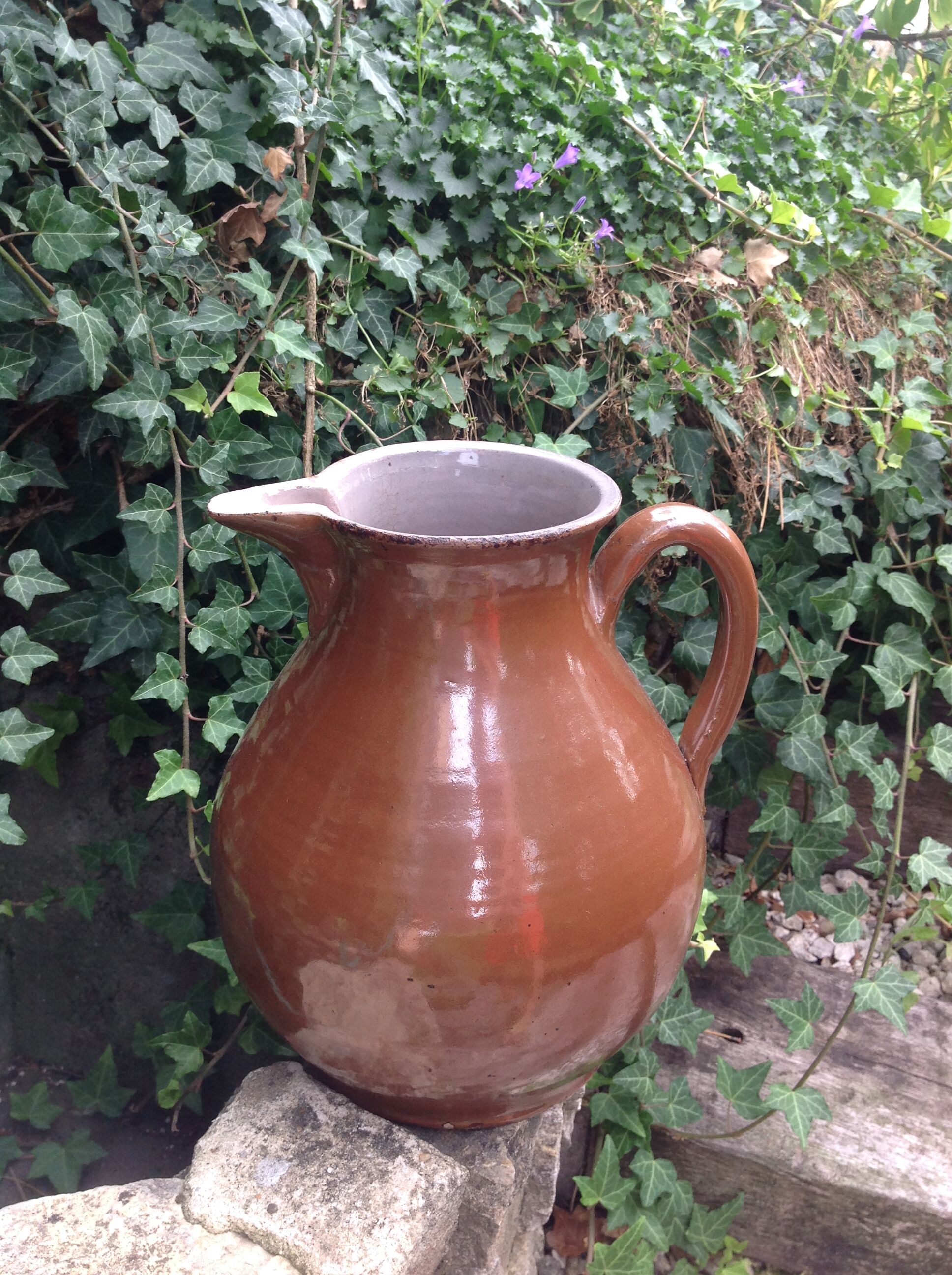 Pitcher brown glazed ceramic ball 60/70 years