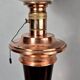 Antique large Mazda Art Deco lamp: opaline glass, wood & copper, 77 cm S802