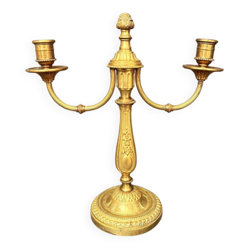 Antique Brass Gilded Candle Holder Chandelier Louis XVI Style