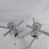 Pair of vintage Italian chrome and glass wall lights, 1960s Sciolari.