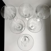 Set of 6 glasses of wine, water crystal engraved years 50-60