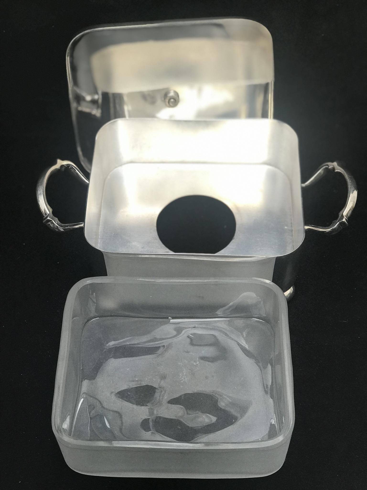 Victorian silver metal butter dish