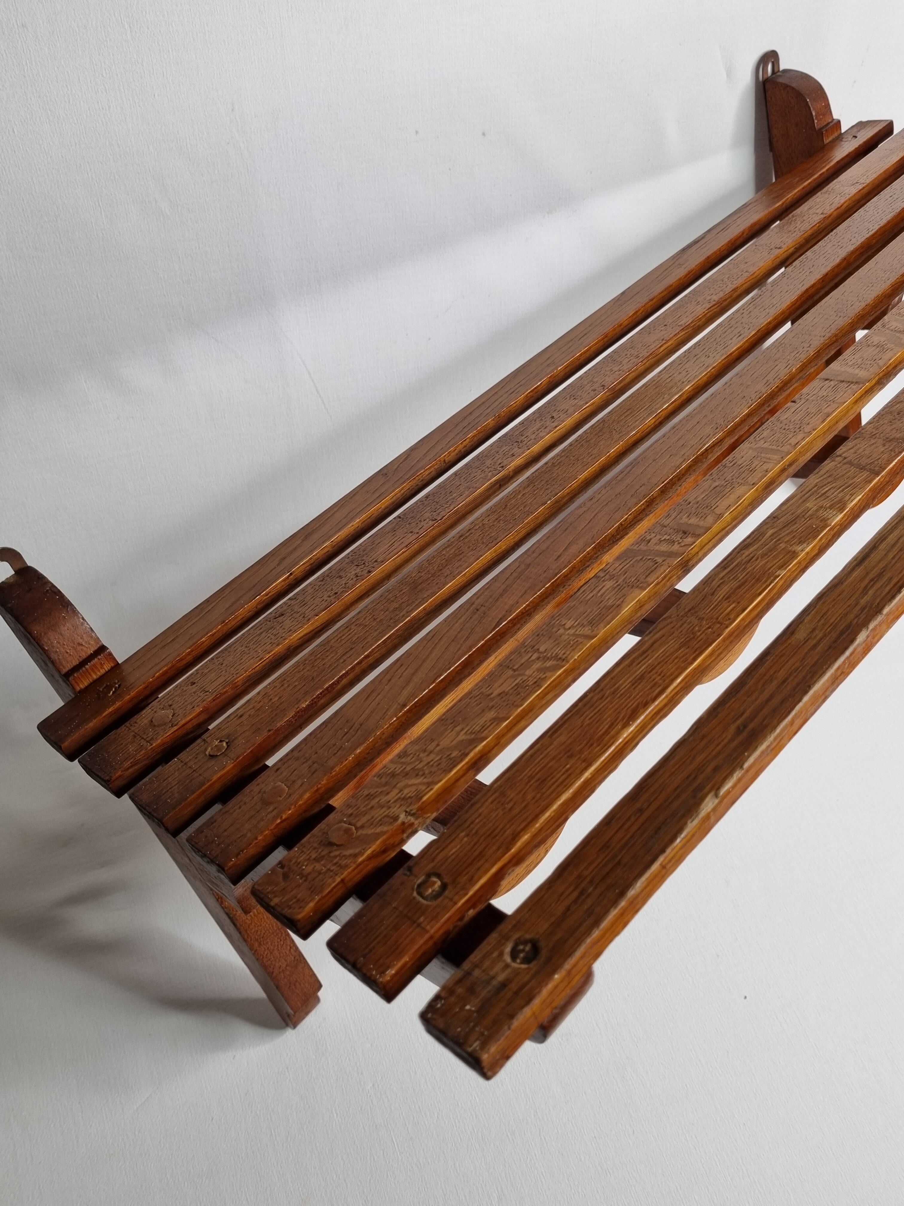 Vintage design wall coat rack, 3 oval hooks, 50s/60s, 62 cm