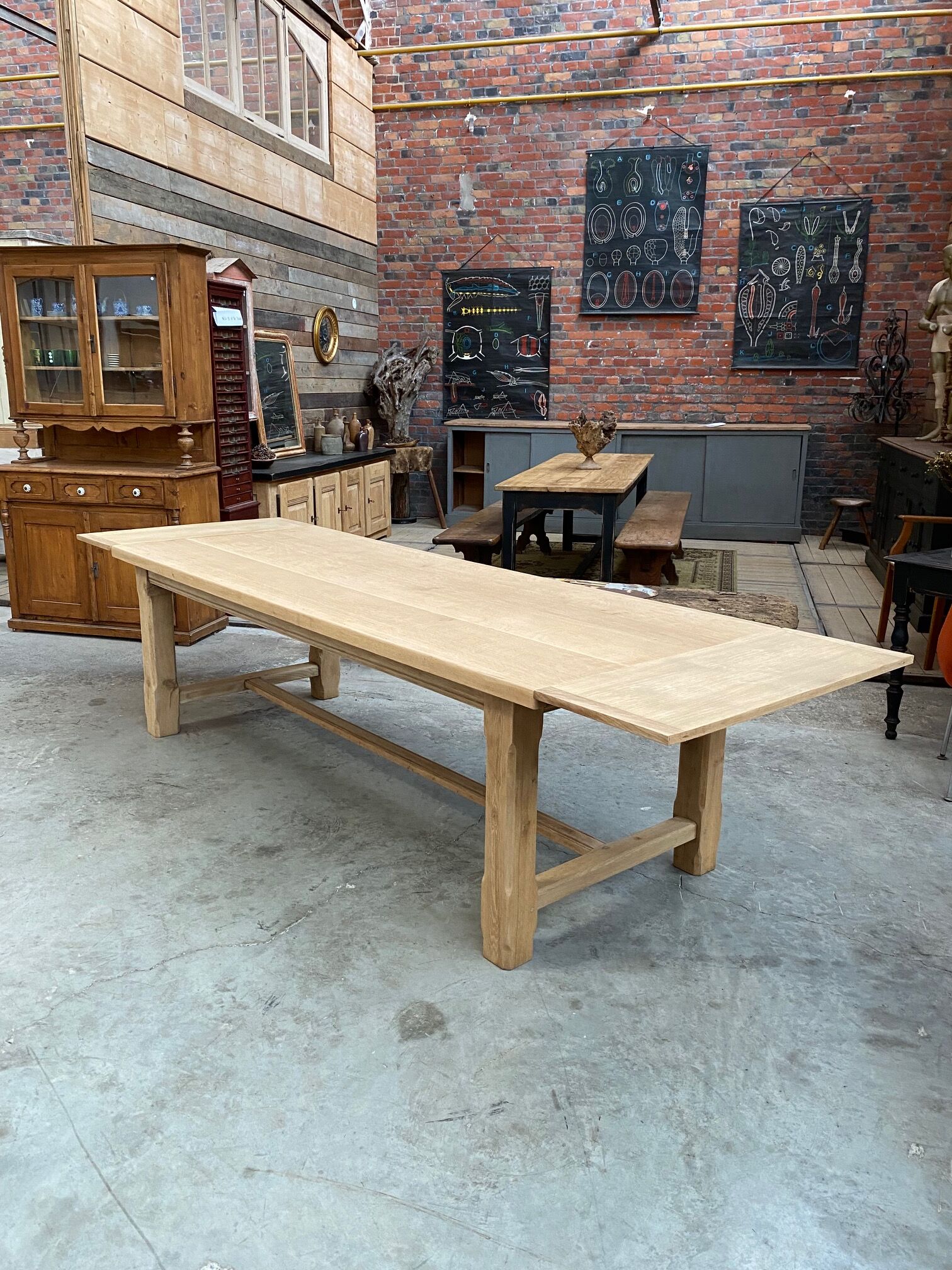 Farmhouse table with oak extensions