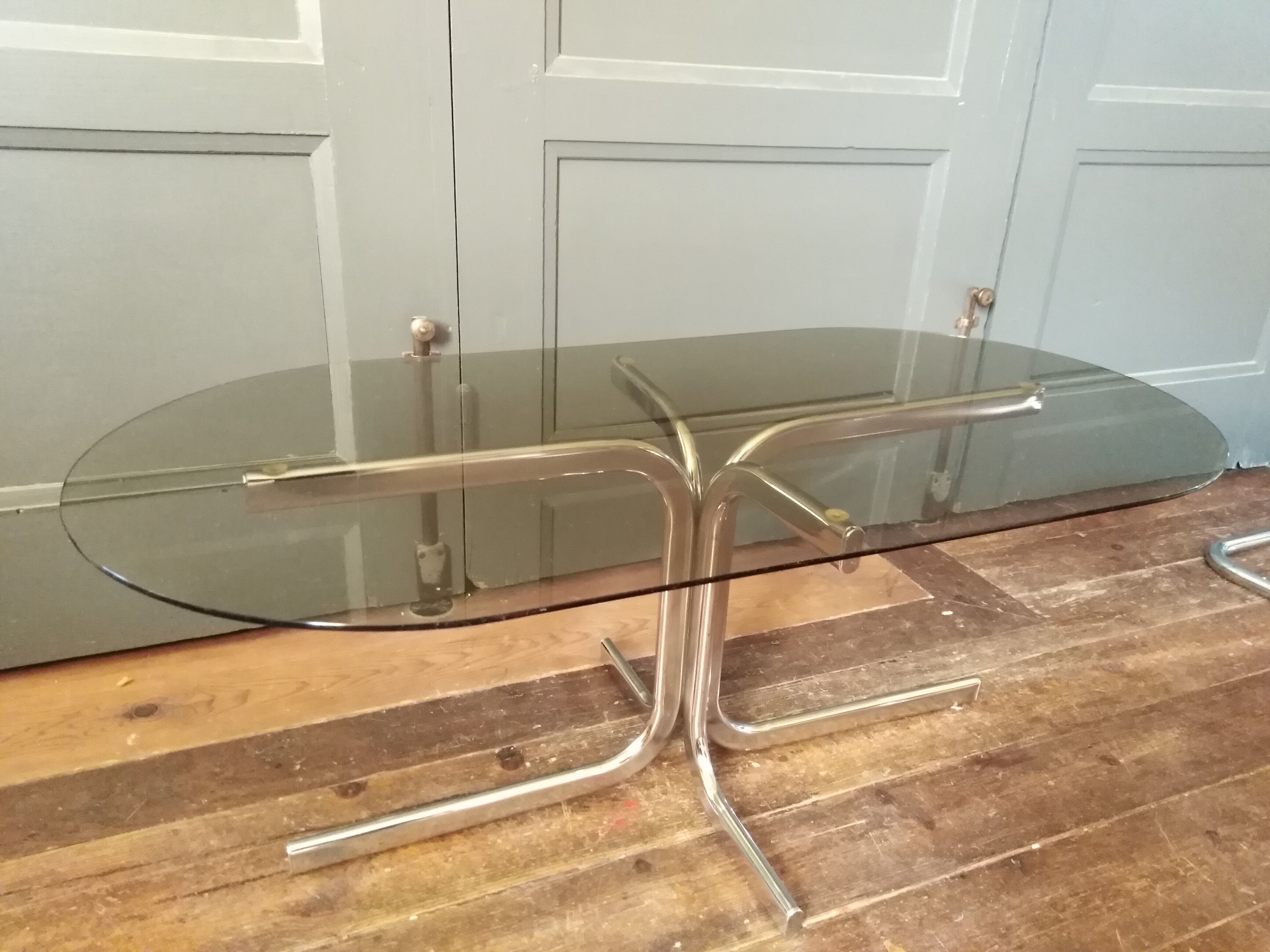 Glass and chrome coffee table 1970