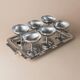 Silver-tone Stainless Steel Vintage Drinking Set for 6 with Tray, 1970s Italian Minimalist Design