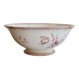 Antique pink ironstone salad bowl Sarreguemines - Fontanges model
