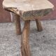 Brutalist coffee table in solid wood, tripod. (Popular art)