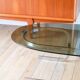 Oval coffee table in smoked glass and chrome, original double S design base, 1970.