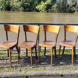 Series of 6 vintage old restaurant bistro chairs - 1950s