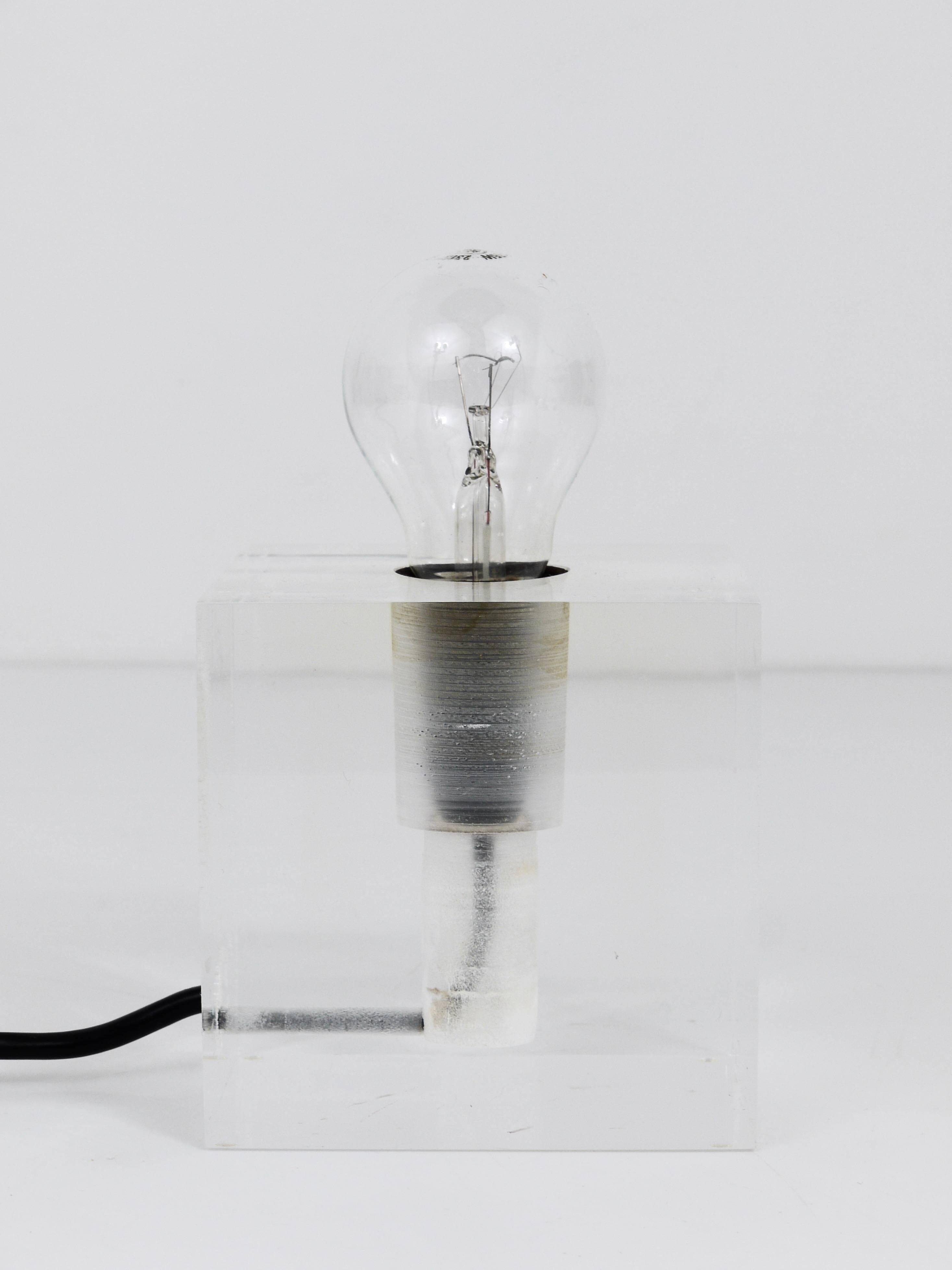 Cubic table or postmodern accent lamp in lucite, Italy, 1970s