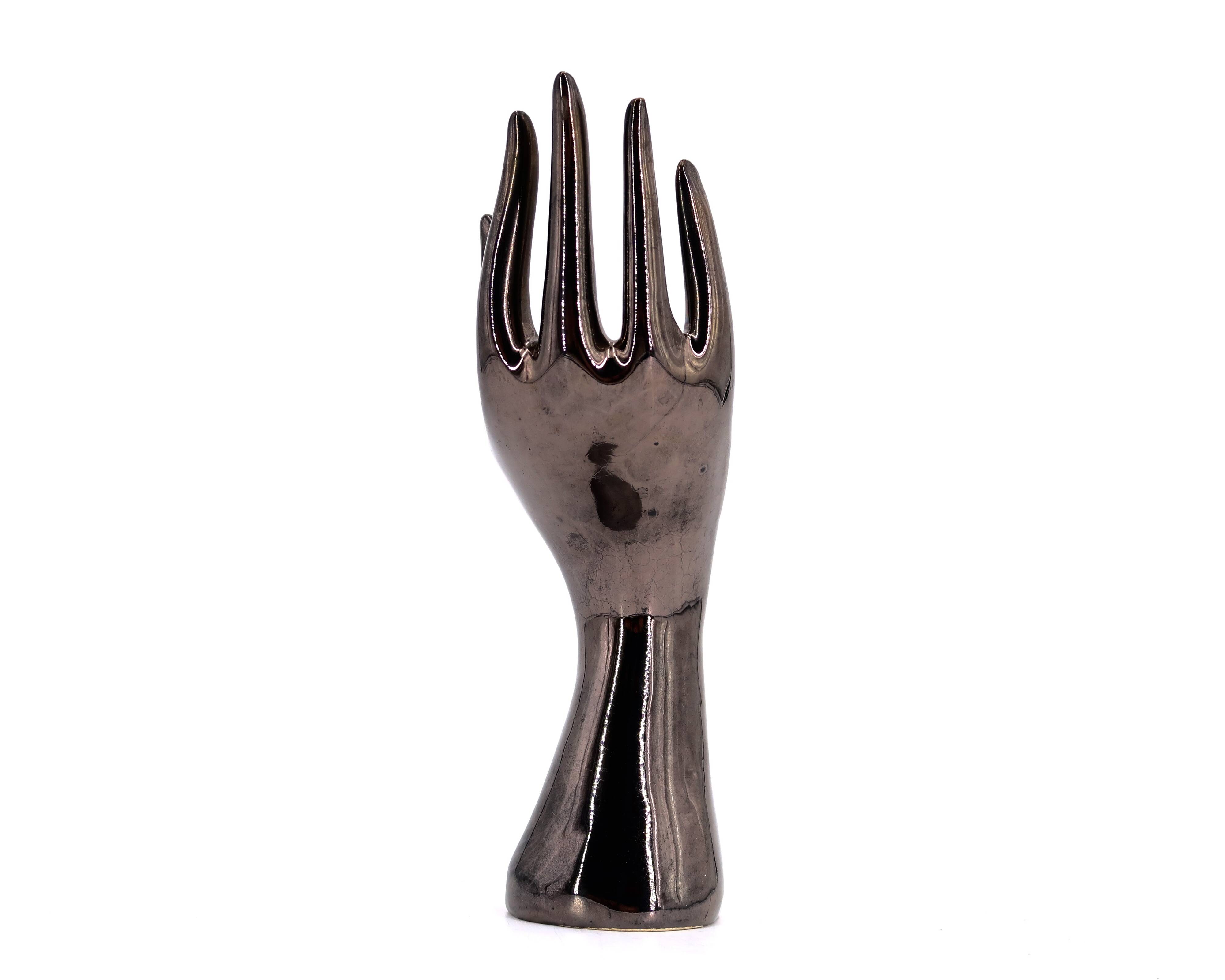 Hand ring sizer Bag Flowers in bronze ceramic, 70s