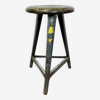 Grey industrial workshop stool, 1960s