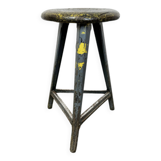 Grey industrial workshop stool, 1960s