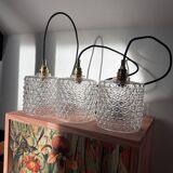 Set of three bubble glass pendant lights