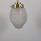 Art Deco faceted glass suspension, vintage light fixture with a diamond spirit and é.