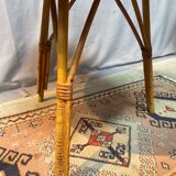 Round rattan and bamboo coffee table