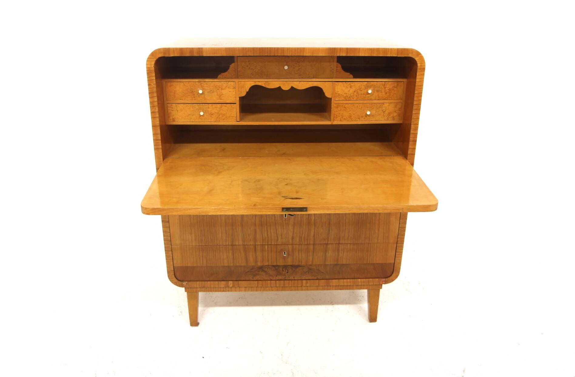 Scandinavian secretary in elm, Swedish modern, Sweden, 1940.