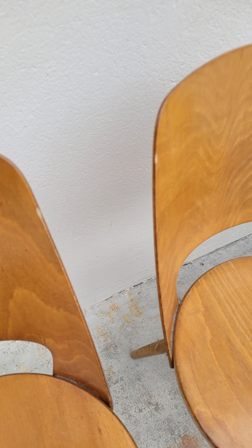 Series of 4 Baumann bistro chairs model Mondor 1950 vintage