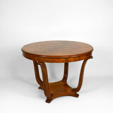 Art Deco round pedestal table in walnut veneer, circa 1930
