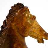 Decorative heavy lifelike 1960's horse head sculpture in brown soapstone