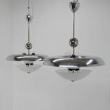 Ensemble de deux lustres Bauhaus, années 1930, restauré