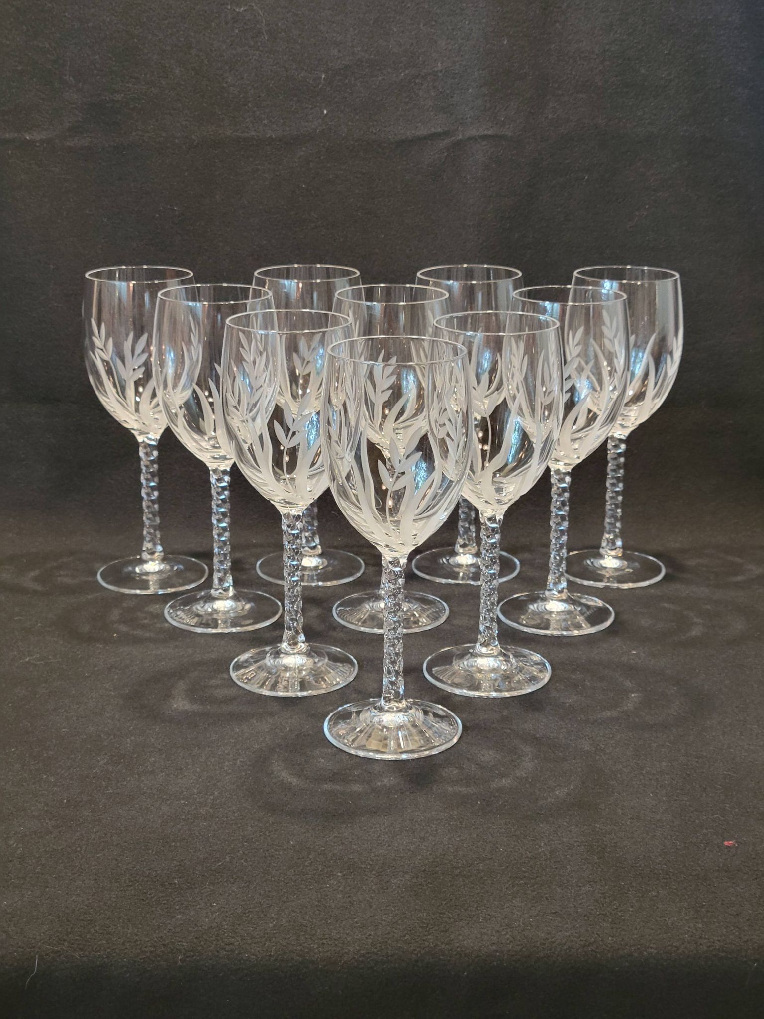 10 Verres A Vin Cristal D'Arques Modèle Fleury Taillé Flamépis