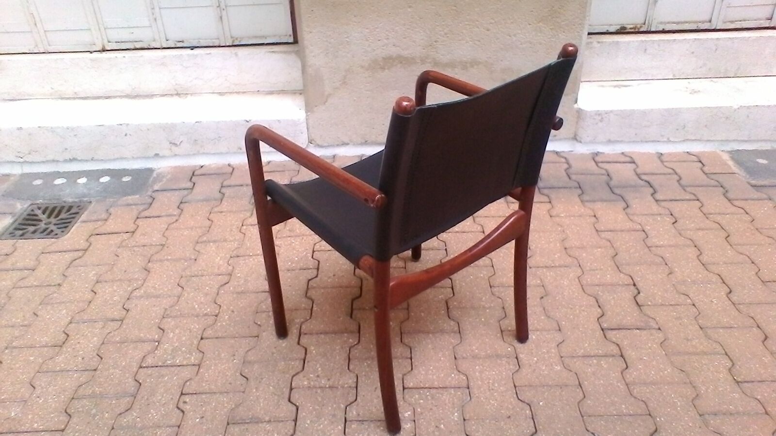 Fauteuil bois et cuir
