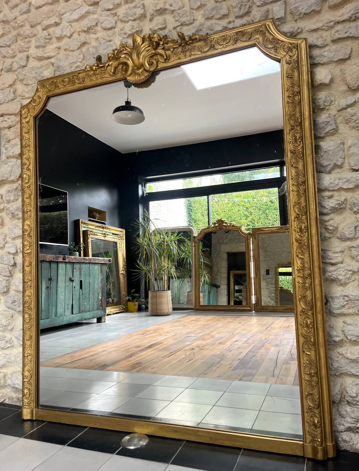 Gold Leaf Gilded Mantelpiece Mirror 152.5cm/125.5cm